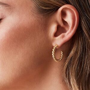 New!  14K Gold Plated Twisted Rope Round Earrings (2010)